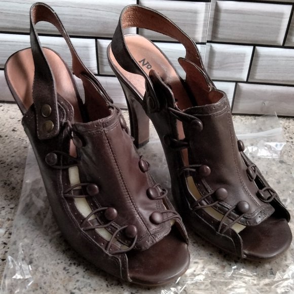 Genuine Leather "Felicia Brown" Bootie with Wood Heel - Picture 1 of 8